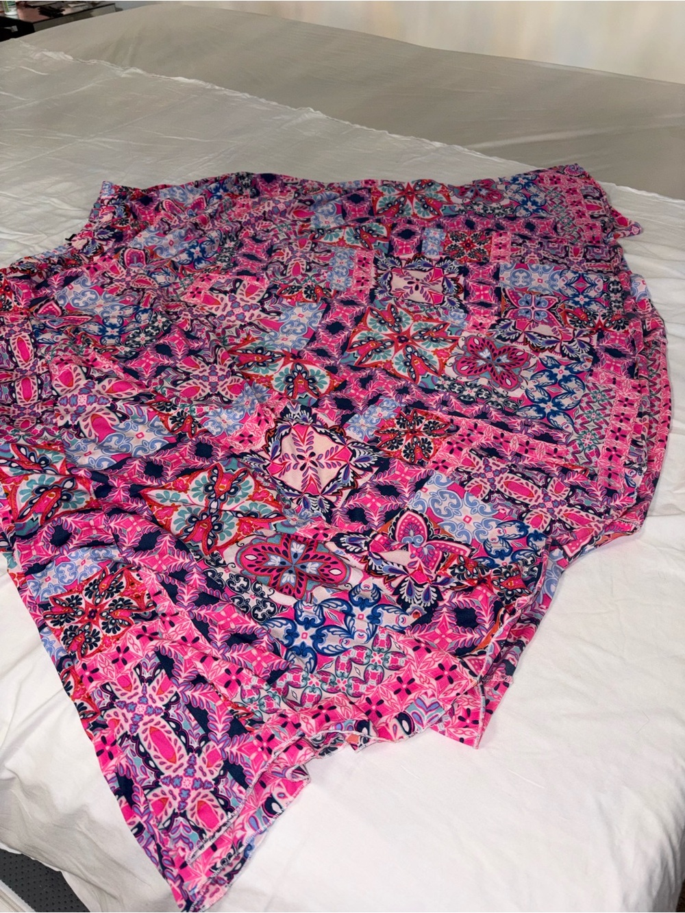 New Directions Boho Patchwork Maxi Skirt Size Large Pink Blue Twirl Full Sweep - Picture 3 of 6